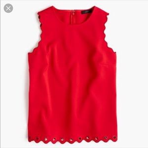 J crew red scalloped grommet tank